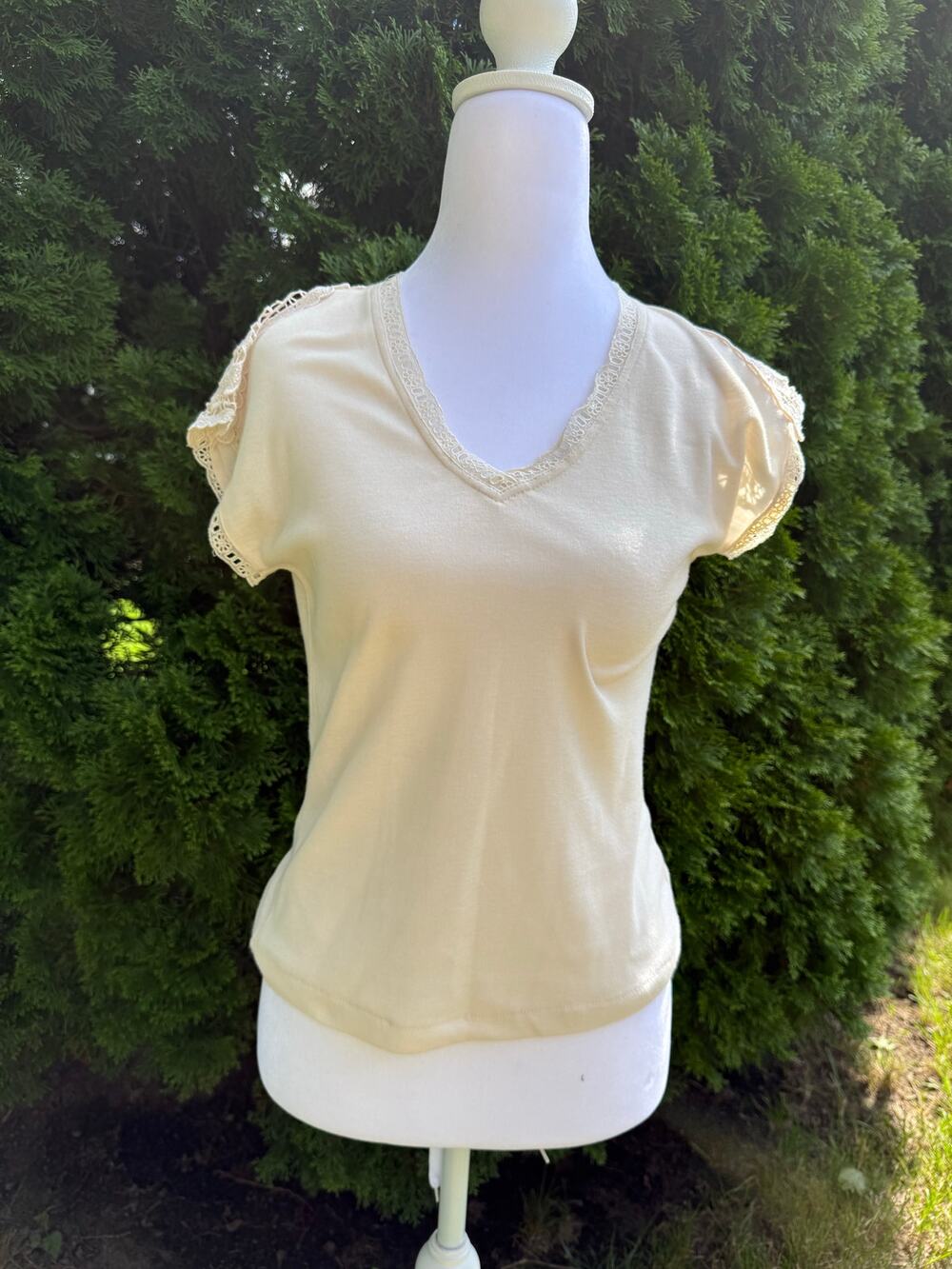 Vintage College Town Lace Cut Out Shirt Size Medium